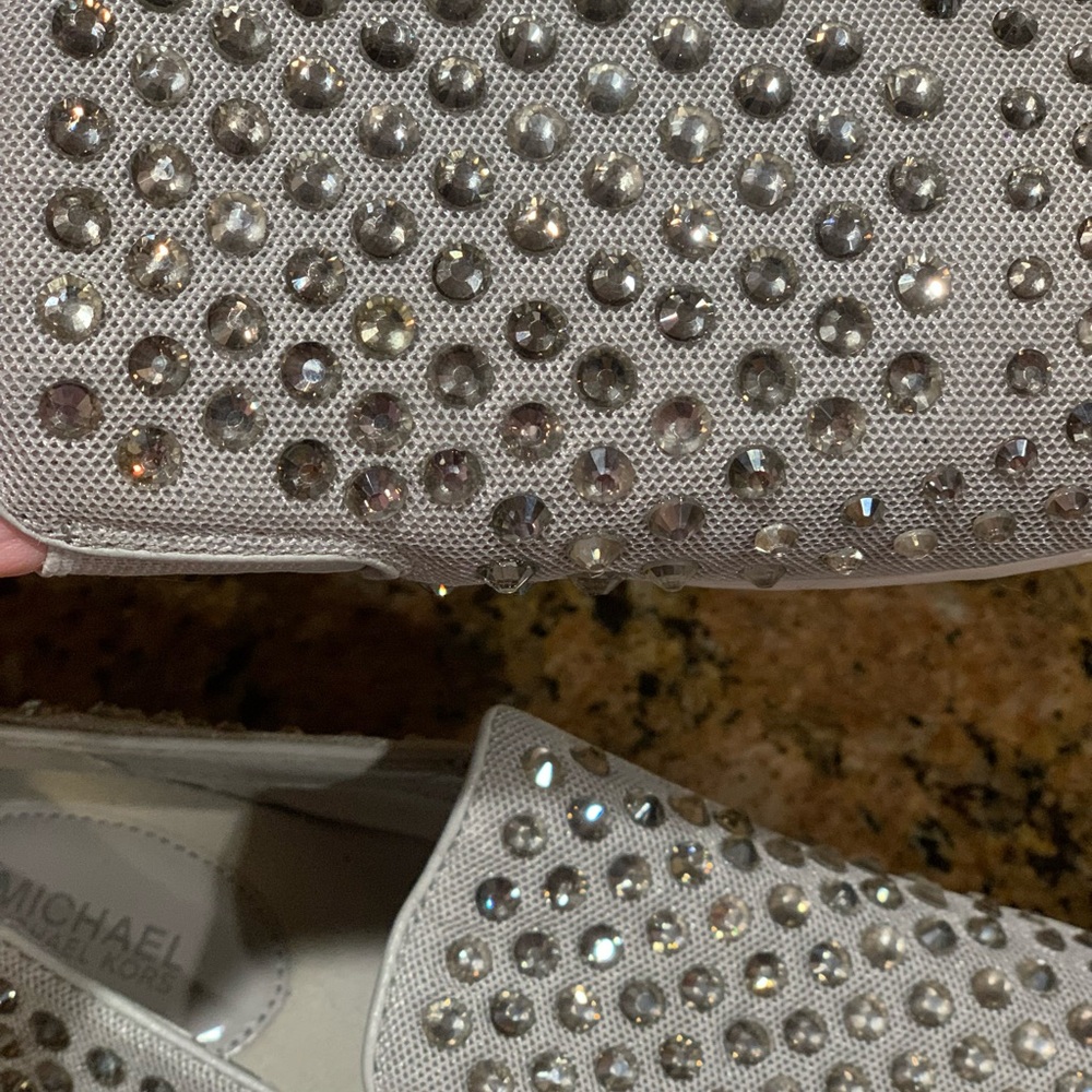 Authentic , like new Michael Kors Silver Studded Women's Loafers comfy  sexy, 7 - Picture 14 of 17
